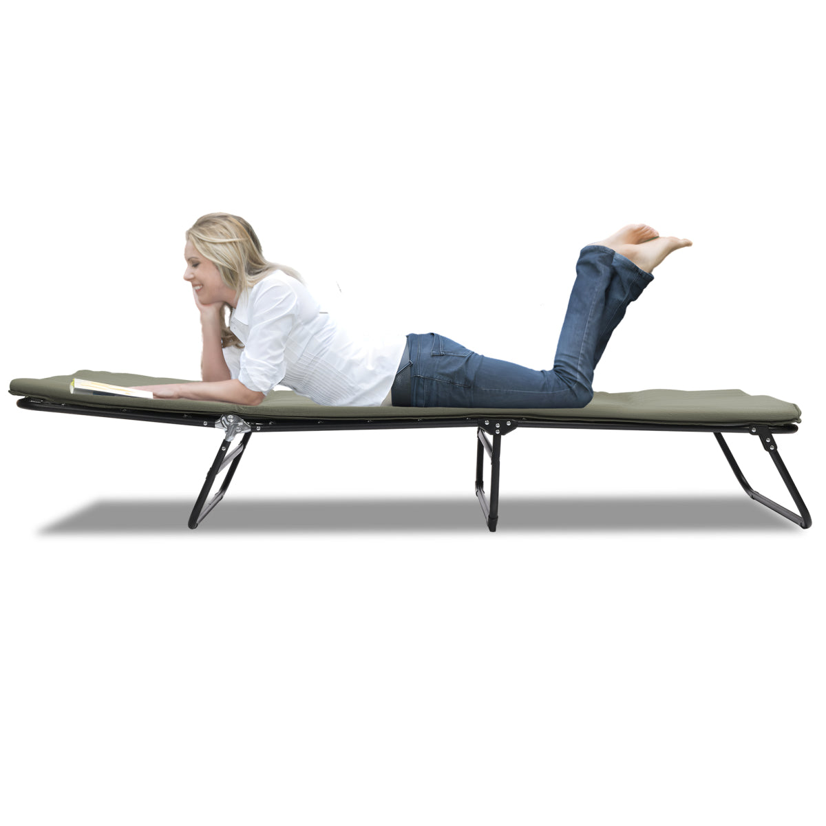 Folding Camping Cot for Adults, 5-Angle Adjustable Camping Cot Heavy Duty Outdoor Bed with Carry Bag,1200 D Layer Oxford Travel Camp Cots