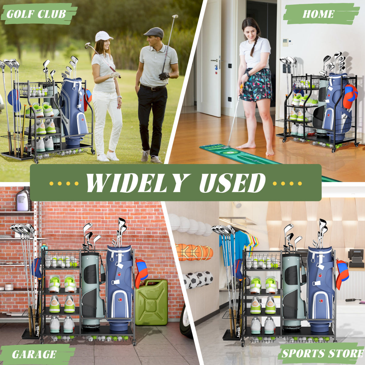 Golf Bag Storage Garage Organizer,Golf Club Bag Storage Rack for Garage, Extra Storage Rack for Golf Clubs,Golf Bag Organizer Fit for Garage,Shed,Basement