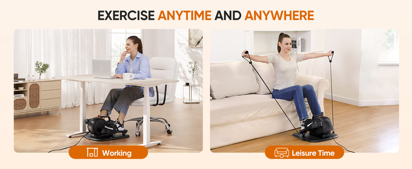 Under Desk Elliptical Machine for Seniors – Compact, Quiet & Portable Mini Leg Pedal Exerciser with Adjustable Speed and LED Display for Home and Office Workouts