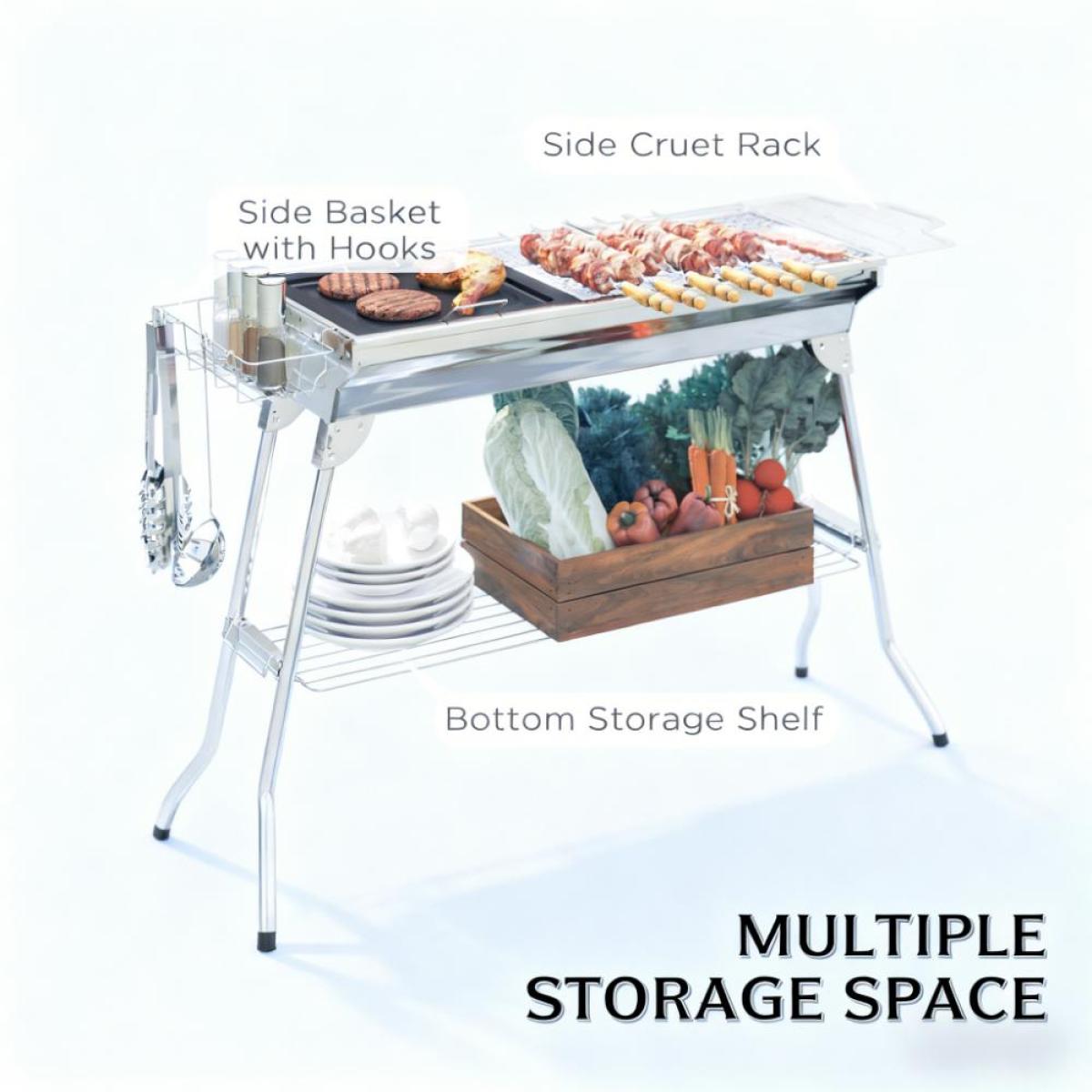 Folding Charcoal BBQ Grill,Portable Charcoal Barbecue Grill,Camp Picnic Cooker