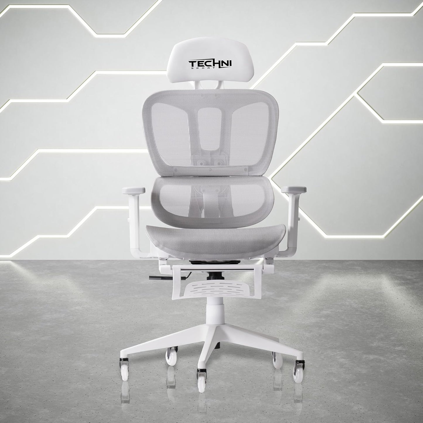 Ergonomic Mesh Gaming Chairs with Footrest 350 Lbs, High Back Breathable Office Chair,Comfy Adjustable Office Desk Chair with Lumbar Support for Adults,Cute Reclining Gamer Swivel Chairs,Whitegray
