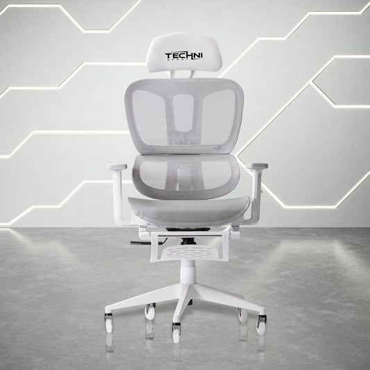 Ergonomic Mesh Gaming Chairs with Footrest 350 Lbs, High Back Breathable Office Chair,Comfy Adjustable Office Desk Chair with Lumbar Support for Adults,Cute Reclining Gamer Swivel Chairs,Whitegray