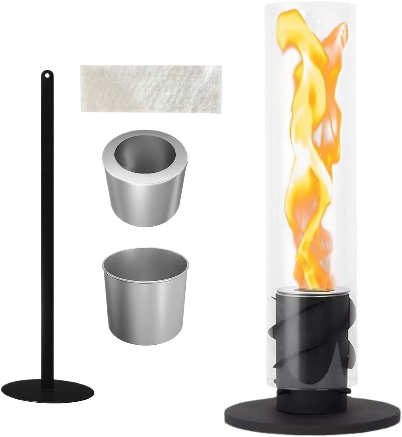 Table Top Fireplace - Indoor Fire Pit Tabletop Swivel Flame, Stainless Steel Burner | 1 Set Decoration Fireplaces Light for Nightstand Balcony Bedroom Home Birthday Parties Housewarming Movie