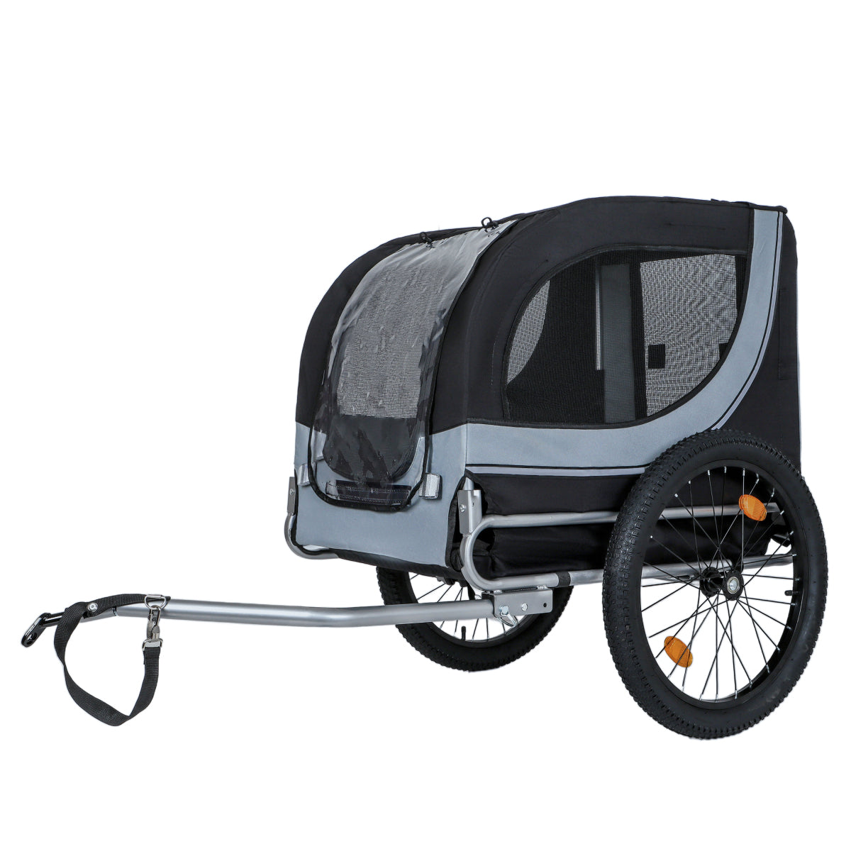 Large Folding Bike Trailer for Dogs – 100LB Capacity All-Terrain Pet Carrier, Durable Steel Frame for Cycling, Jogging, Camping & Outdoor Adventures, Black- Grey 20 1/8 width fat tire,extra mat inside