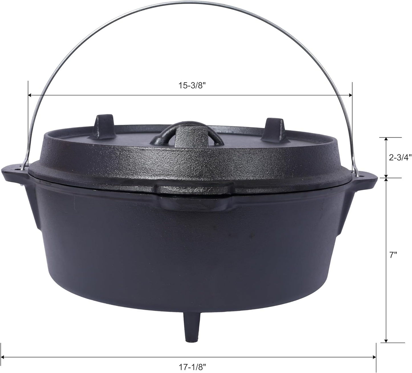 Pre-Seasoned Cast Iron Dutch Oven with Skillet Lid for Camping Outdoor Cooking BBQ Baking 12 Quart Versatile Design Easy Carry Handle Safety Features Ideal for Family Gatherings