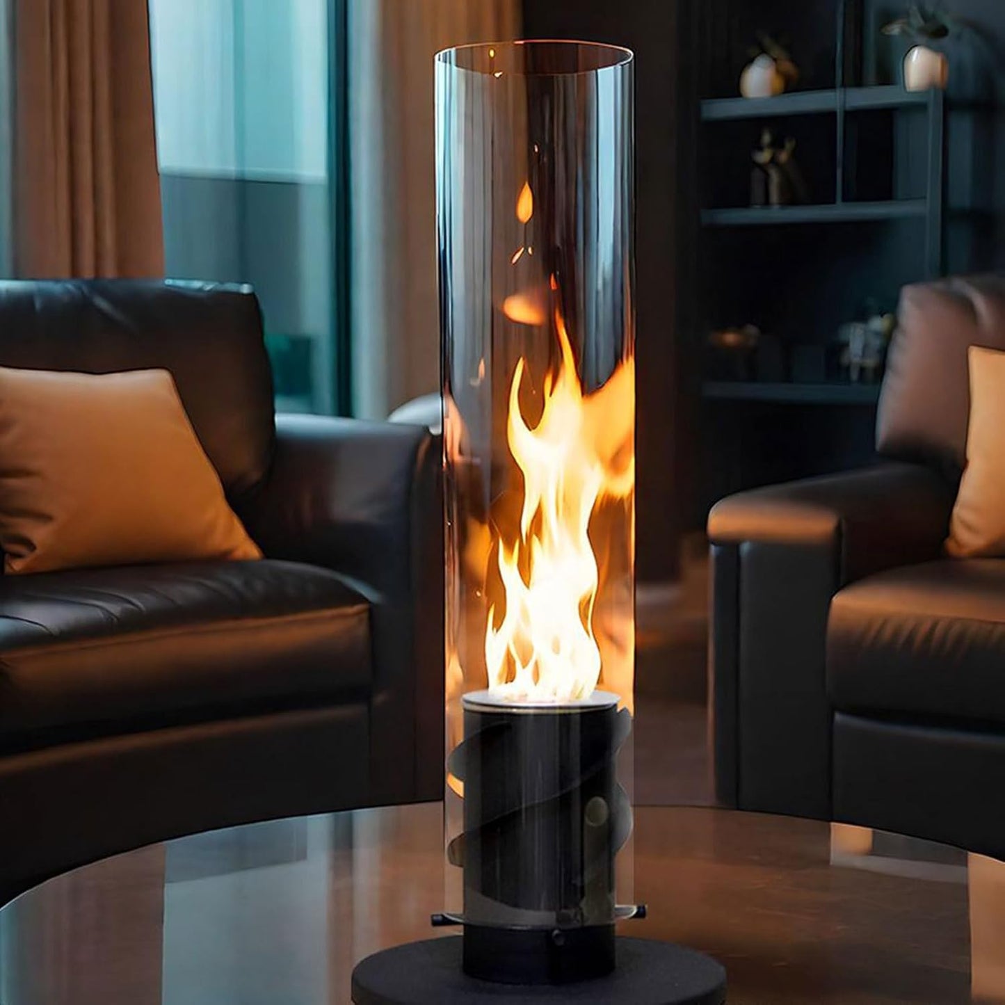 Table Top Fireplace - Indoor Fire Pit Tabletop Swivel Flame, Stainless Steel Burner | 1 Set Decoration Fireplaces Light for Nightstand Balcony Bedroom Home Birthday Parties Housewarming Movie