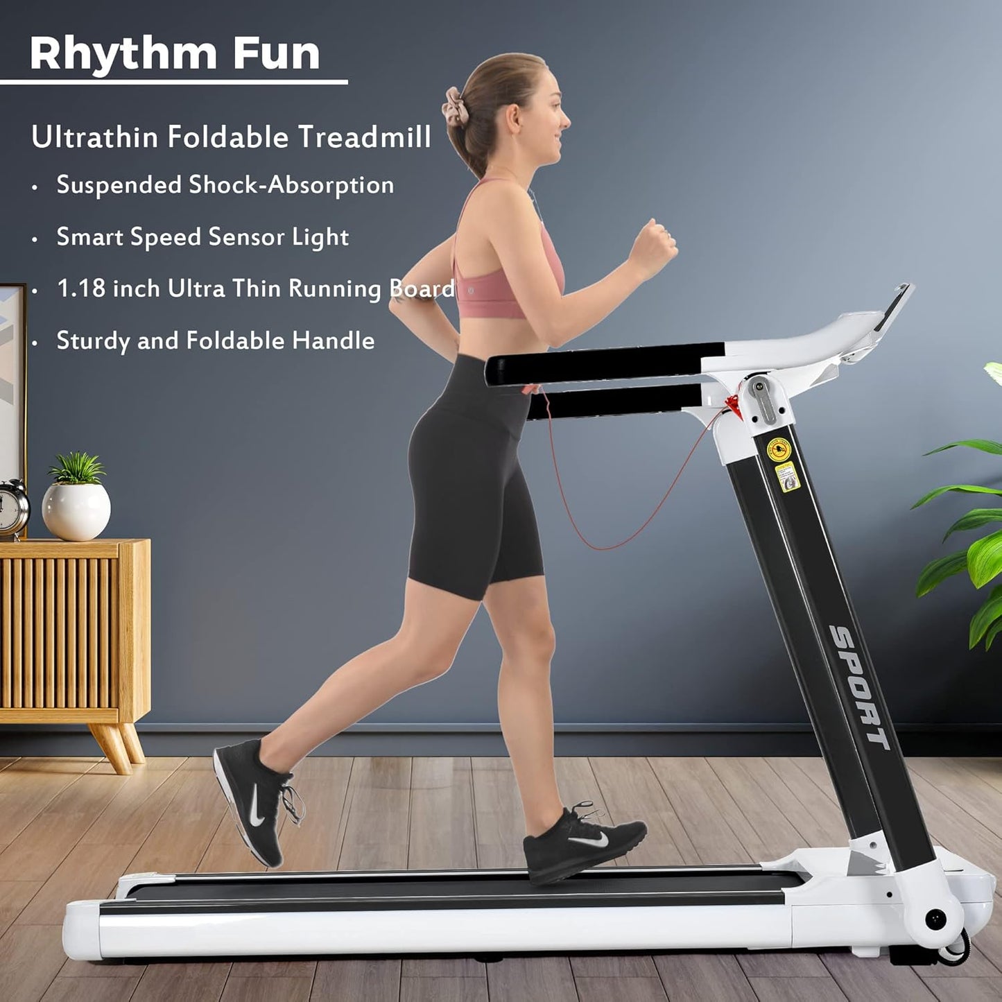Folding Running Machine Motorised Gym 3.5HP Treadmill Medium 330lbs, Portable Compact Treadmill Foldable for Home Gym Fitness Workout Jogging Walking, Electric Power 14KM/H 2416C