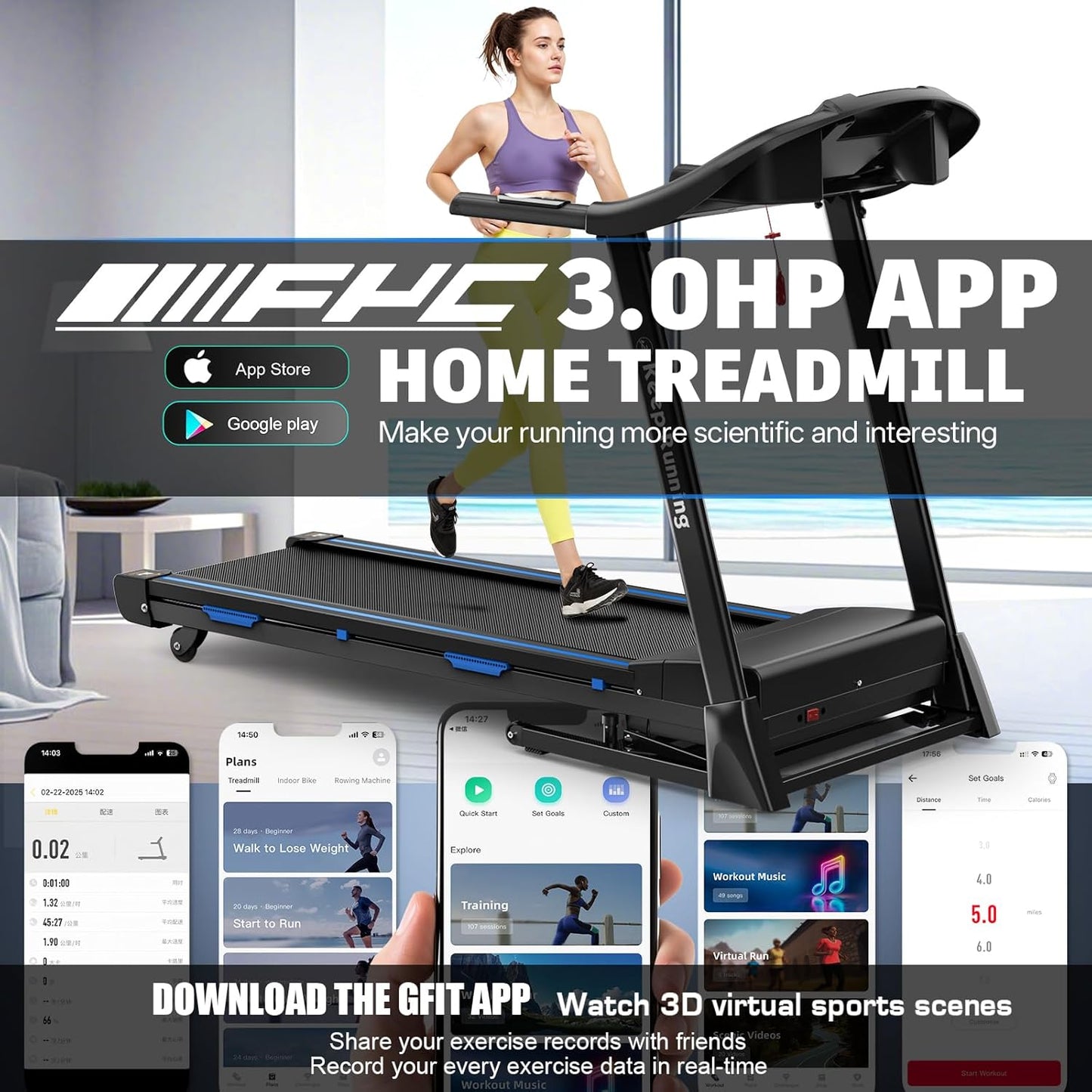 FYC Foldable Treadmill with Auto Incline (0-15°) – 3.5HP Quiet Motor, 400 lb Capacity, Bluetooth Speakers, APP Control, Shock Absorption, LCD Display & Heart Rate Monitor – Folding Treadmill for Home