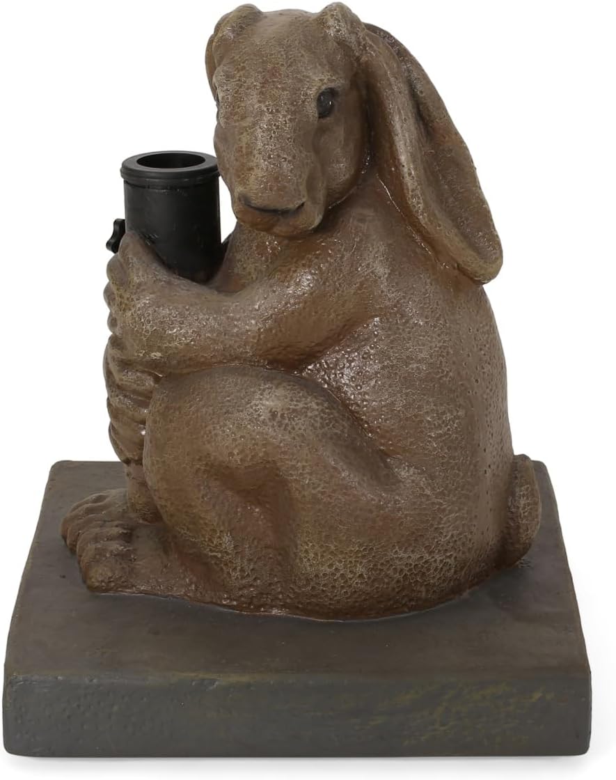 Rabbit Umbrella Base - Lightweight Concrete with Resin Finish, 13.5x13.5x16.25 Inches, Sturdy & Stylish Patio Support for Outdoor Umbrellas