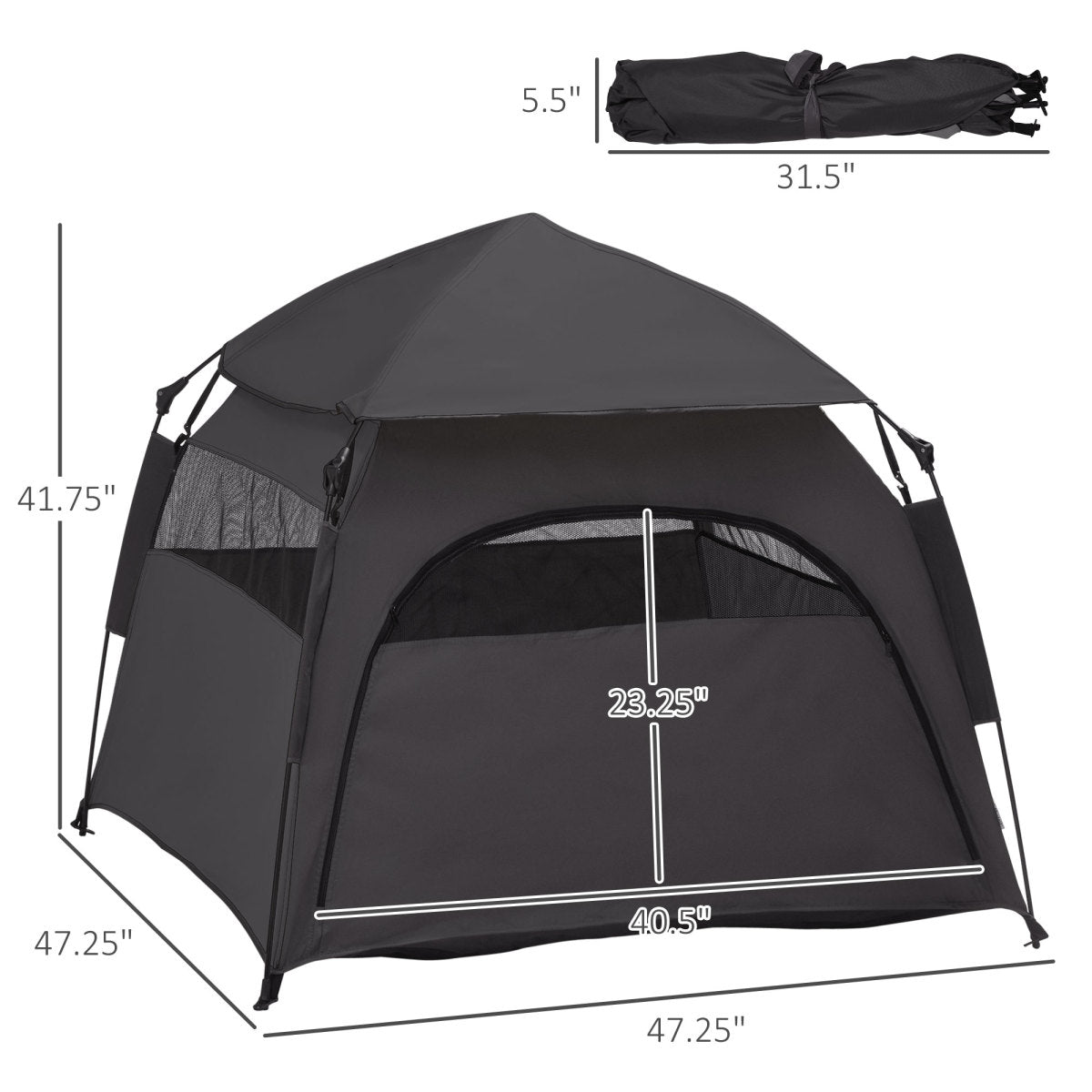 Dog Tent  with Carry Bag, for Beach, Backyard, Home, Dark Gray