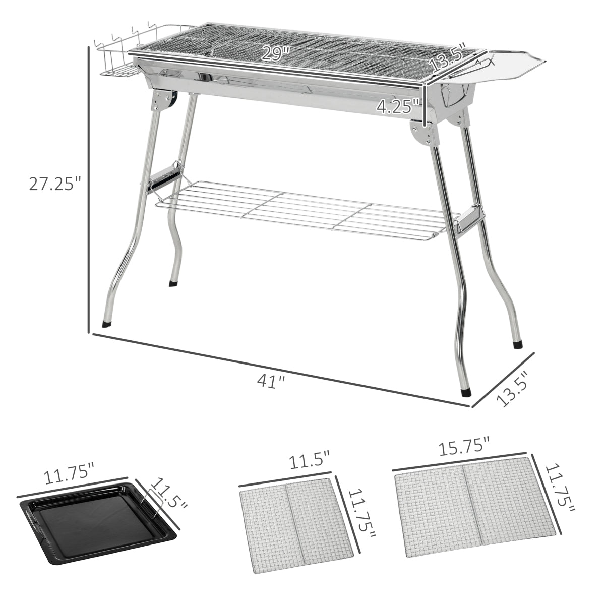 Folding Charcoal BBQ Grill,Portable Charcoal Barbecue Grill,Camp Picnic Cooker