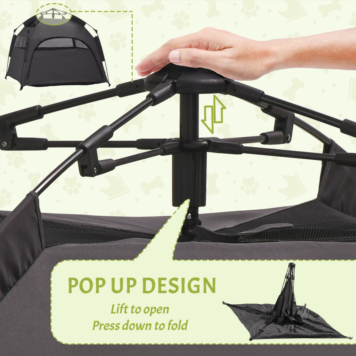 Dog Tent  with Carry Bag, for Beach, Backyard, Home, Dark Gray