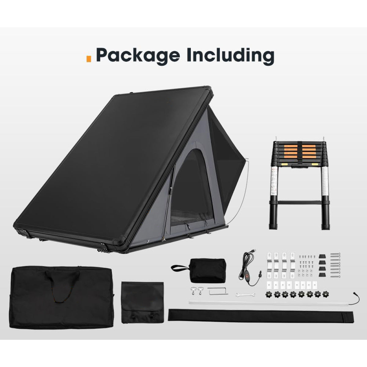 Thin And Light Version Rooftop Tent Hard Shell - Aluminium Roof Top Tent,With Tri-Color LED Strip Light & 1.97" Thick memory foam mattress,for Car SUV Truck Camping   WL