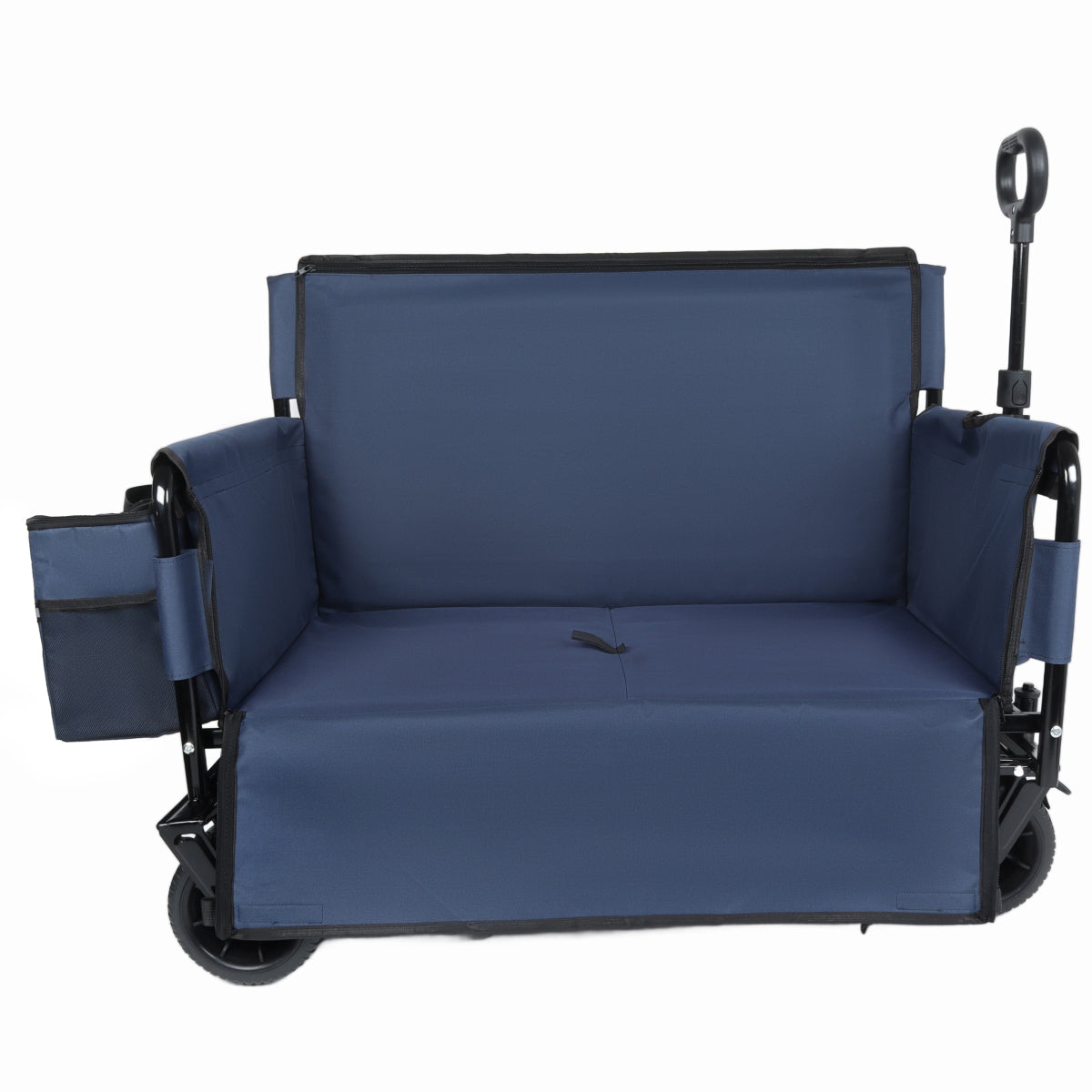 3-in-1 Folding Wagon Cart with Bench Seat & Storage, patent protection- Includes 1 ice pack, 500lbs Heavy-Duty, 180L Capacity All-Terrain Wheels for Camping, Beach, Sports, Garden, dark blue