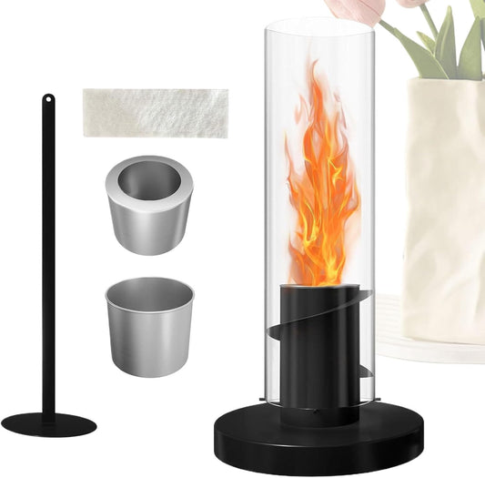 Table Top Fireplace - Indoor Fire Pit Tabletop Swivel Flame, Stainless Steel Burner | 1 Set Decoration Fireplaces Light for Nightstand Balcony Bedroom Home Birthday Parties Housewarming Movie