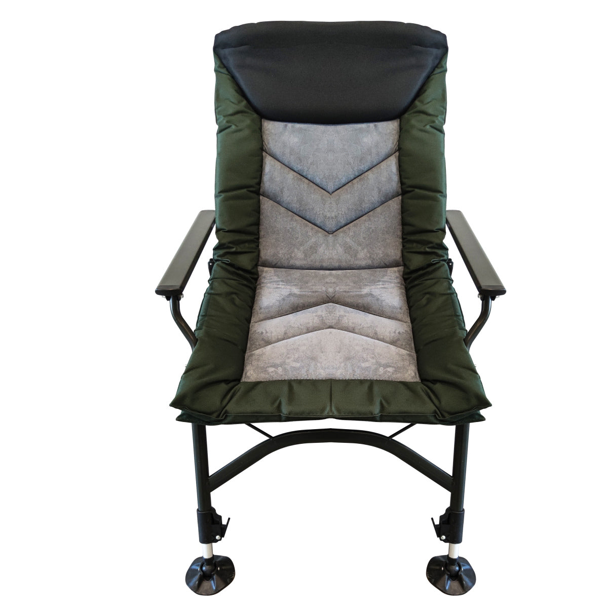 Camping Lounge Chair, Portable Folding Reclining Camping Chair with Adjustable backrest for Indoor and Outdoor Camping Beach Hiking Fishing, Green+black+grey