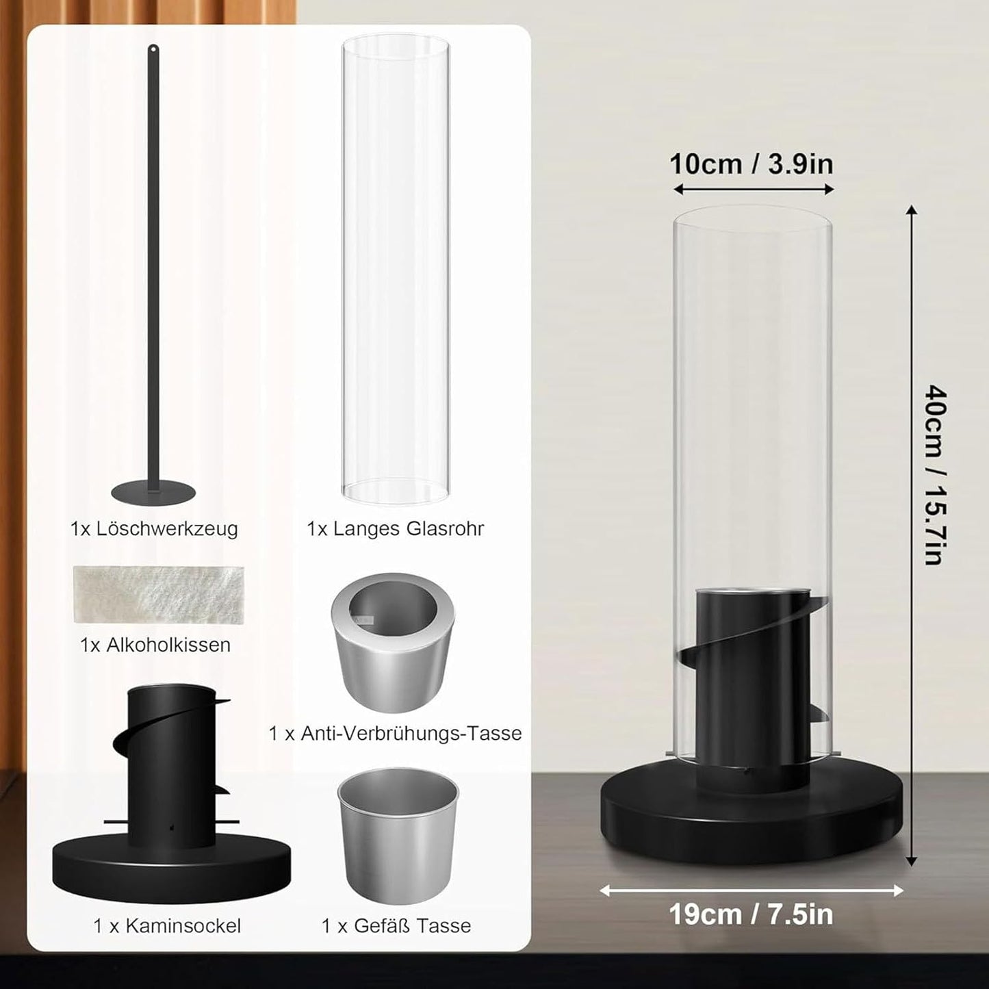 Table Top Fireplace - Indoor Fire Pit Tabletop Swivel Flame, Stainless Steel Burner | 1 Set Decoration Fireplaces Light for Nightstand Balcony Bedroom Home Birthday Parties Housewarming Movie