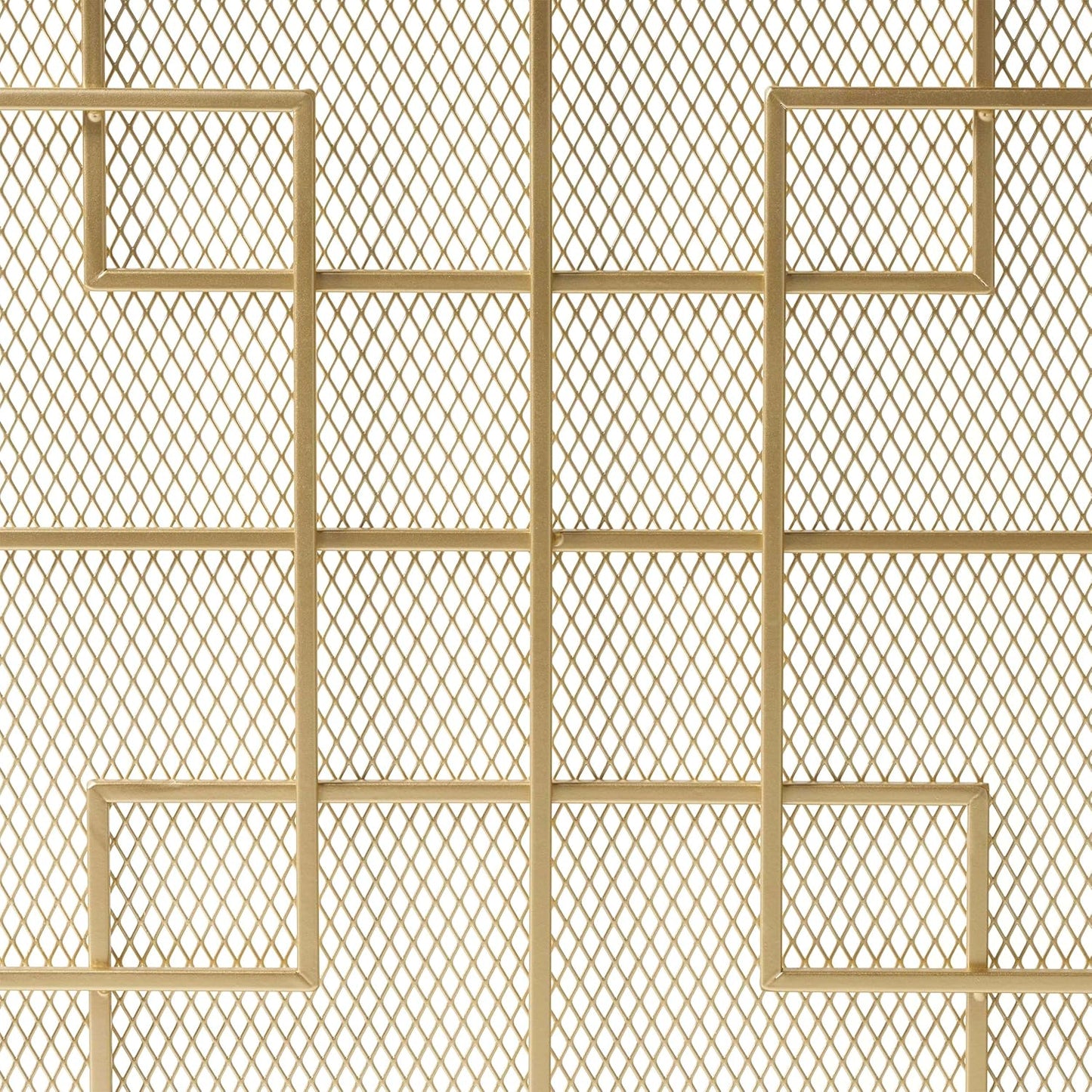 1 Panel Fireplace Screen, Lightweight Iron Fire Spark Guard for Living Room, Modern Fire Place Protector Gate for Home, Geometric Design， 41" x 30.75", Gold