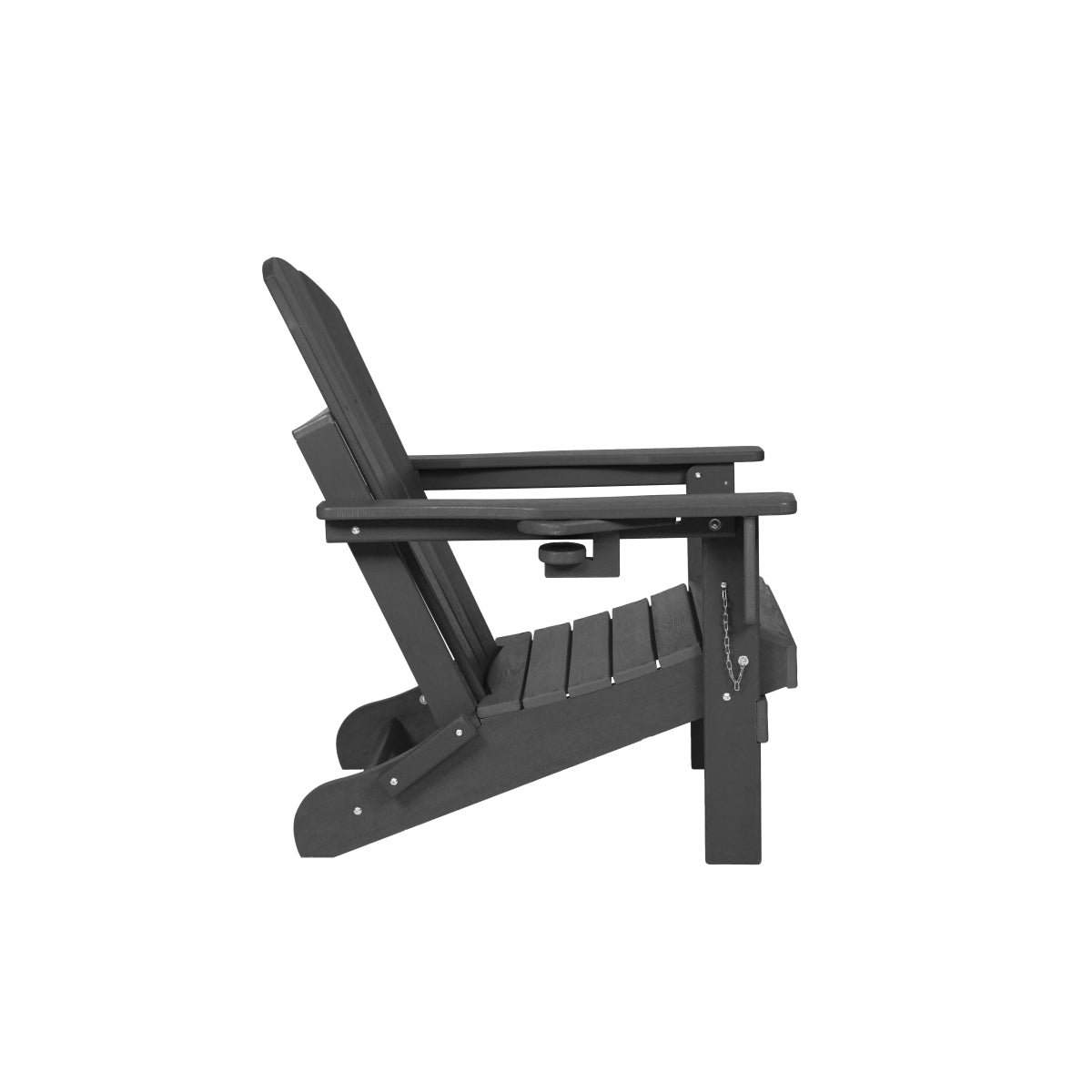 HDPE Folding Adirondack Chair with Dual Cup Holder - Composite Adirondack Chair with Wood Texture- Gray