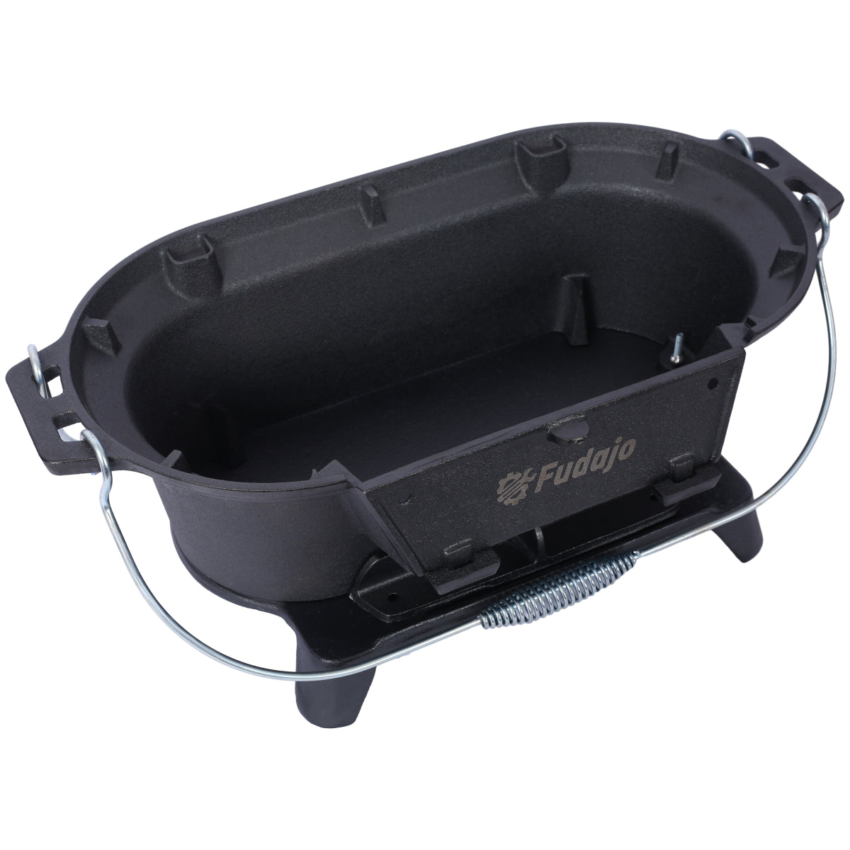 Oval Cast Iron Grill Outdoor, Portable Charcoal Grill and Tabletop Cast Iron Skillet - 100% Cast Iron, Enameled, Durable, Small Charcoal Grill, Camping Stove, Hibachi Grill