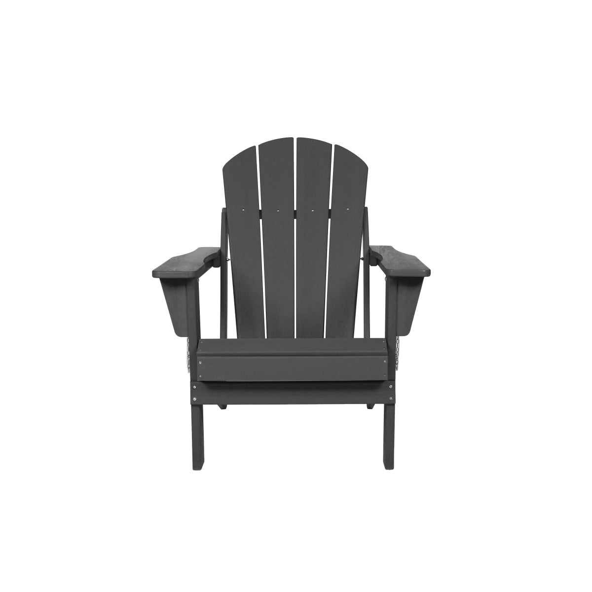 HDPE Folding Adirondack Chair with Dual Cup Holder - Composite Adirondack Chair with Wood Texture- Gray
