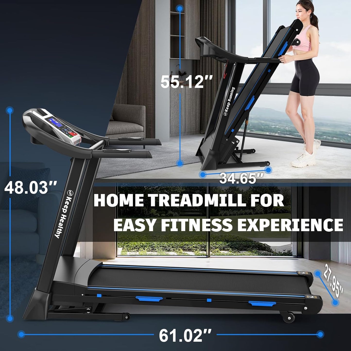 FYC Foldable Treadmill with Auto Incline (0-15°) – 3.5HP Quiet Motor, 400 lb Capacity, Bluetooth Speakers, APP Control, Shock Absorption, LCD Display & Heart Rate Monitor – Folding Treadmill for Home