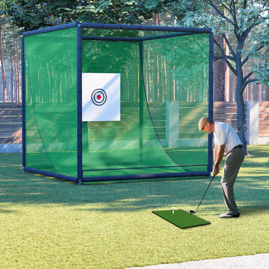 Golf Practice Net Cage,10 x 10 x 10FT Metal Frame Hitting Net Kit for Backyard,Golf Batting Cage Netting Golf Training Simulators for Home   WL