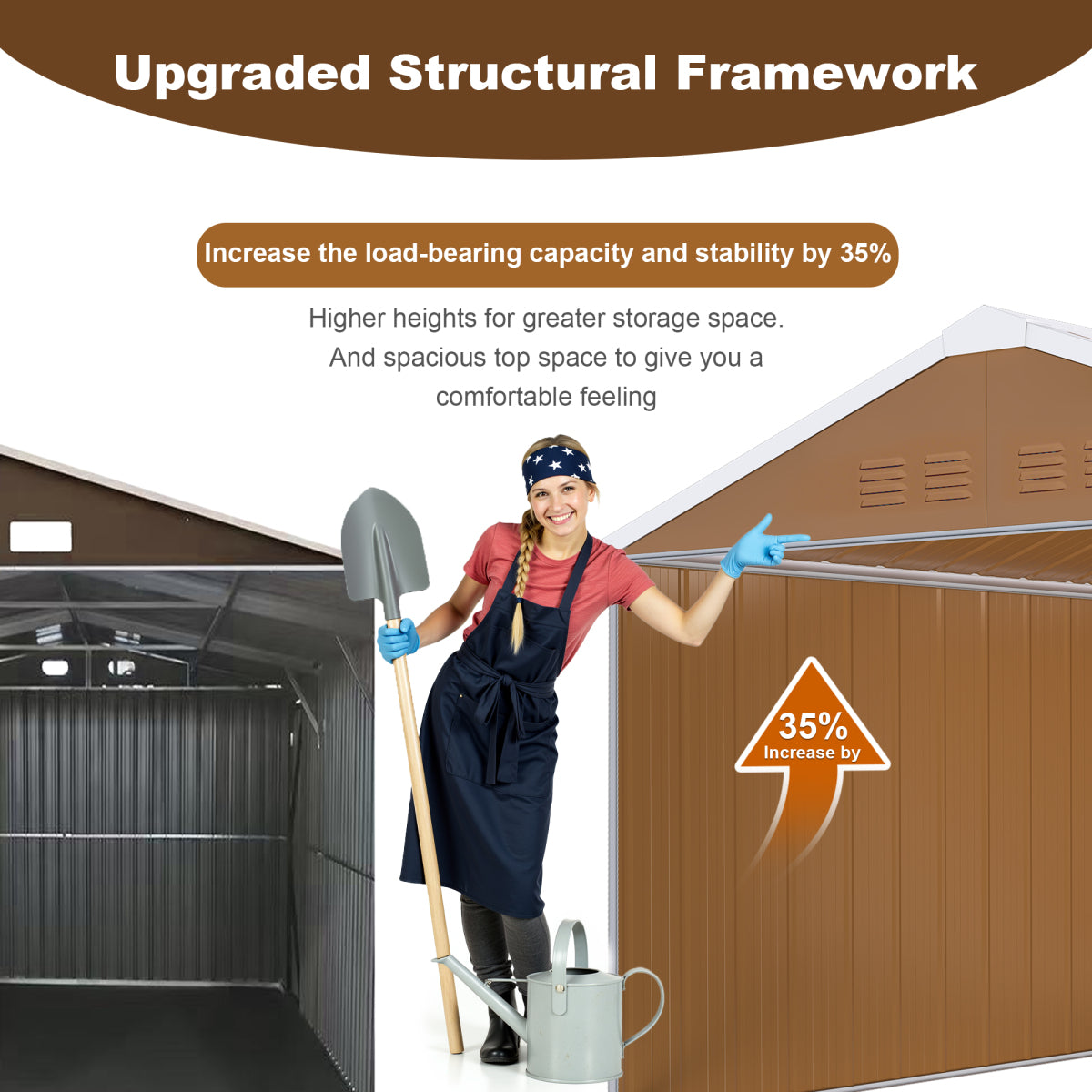 12x10 FT Heavy-Duty Metal Storage Shed with Windows, Lockable Door & Ventilation - Weatherproof Outdoor Garden Shed for Backyard, Lawn, and Tool Organization    RR