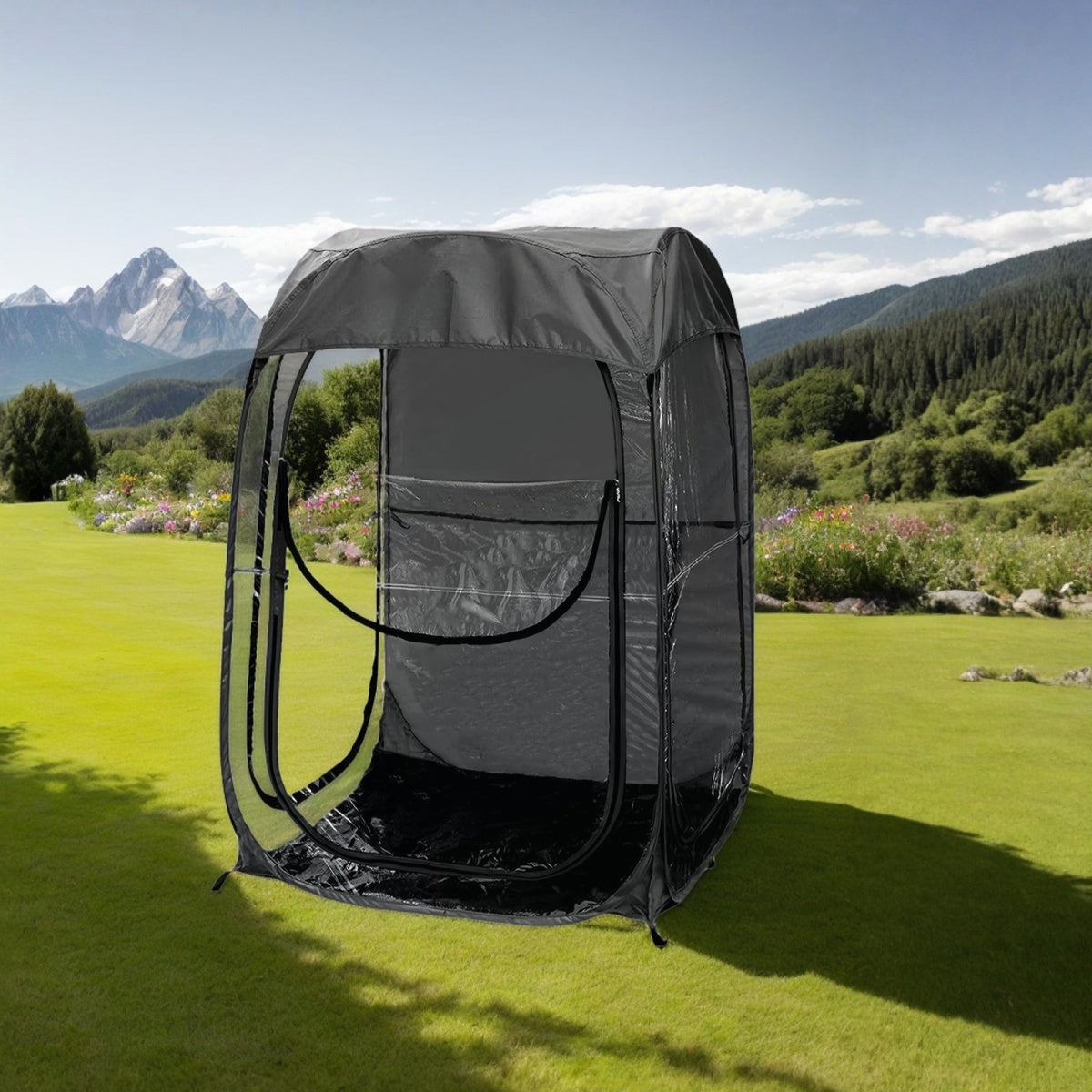 Portable Pop Up Sports Tent, Ideal Shelter for Outdoor Sports Events, Fishing and Camping, Protection from Cold Wind and Rain, Black