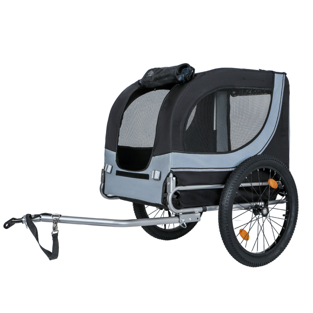 Large Folding Bike Trailer for Dogs – 100LB Capacity All-Terrain Pet Carrier, Durable Steel Frame for Cycling, Jogging, Camping & Outdoor Adventures, Black- Grey 20 1/8 width fat tire,extra mat inside