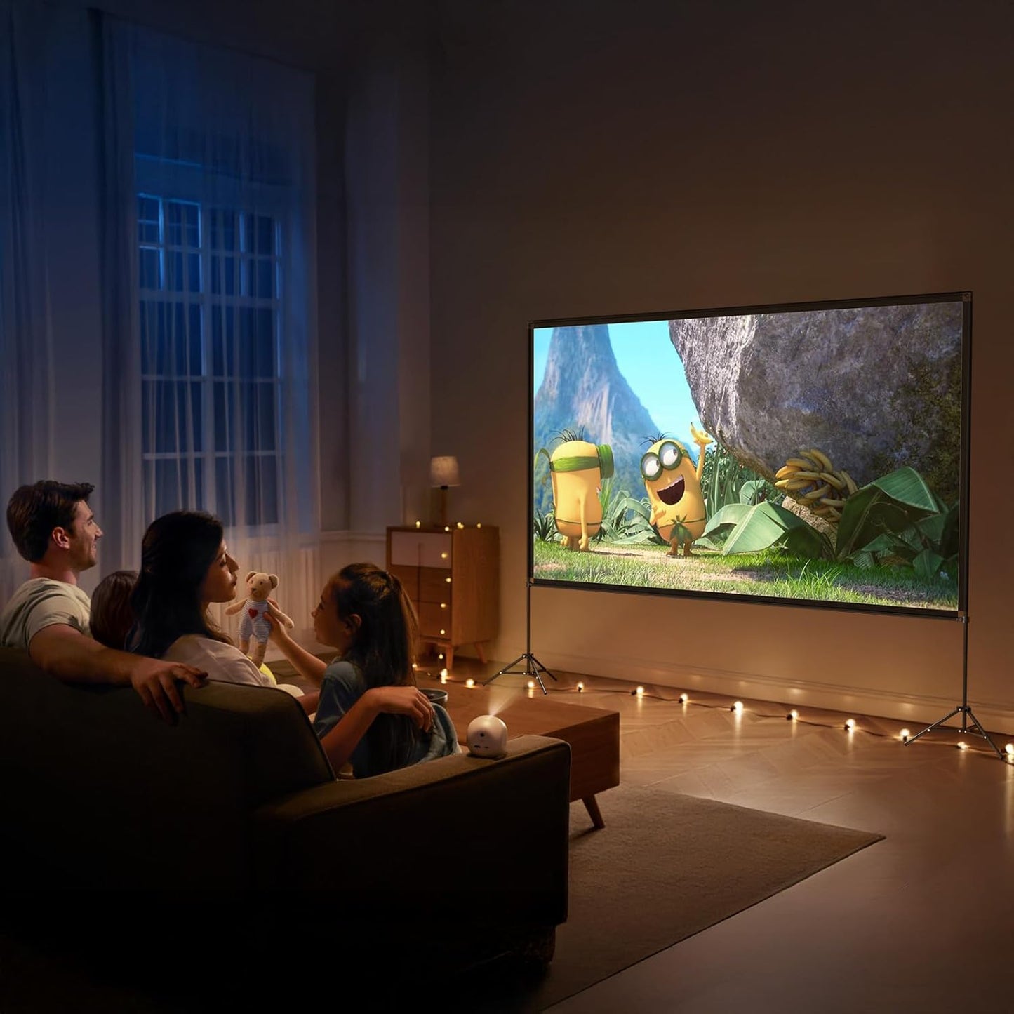 Projector Screen with Stand 100 Inch, 16:9 4K HD Portable Projector Screen Indoor Outdoor, Foldable Wrinkle-Free Movie Screen 160° Front Rear Projection Screen with Carry Bag for Home Movie