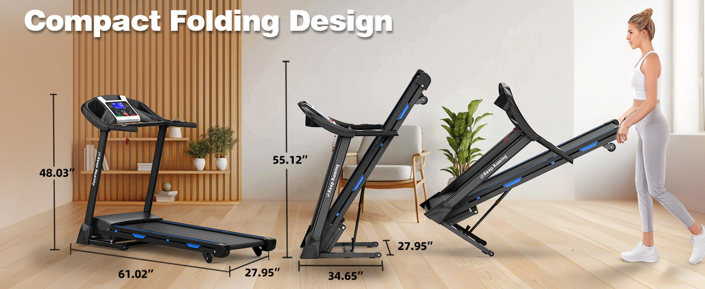 FYC Foldable Treadmill with Auto Incline (0-15°) – 3.5HP Quiet Motor, 400 lb Capacity, Bluetooth Speakers, APP Control, Shock Absorption, LCD Display & Heart Rate Monitor – Folding Treadmill for Home