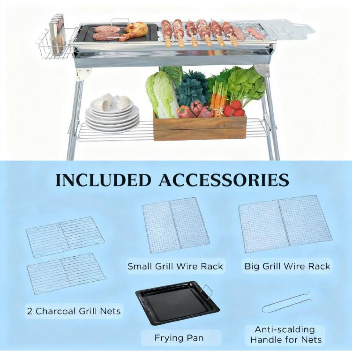 Folding Charcoal BBQ Grill,Portable Charcoal Barbecue Grill,Camp Picnic Cooker