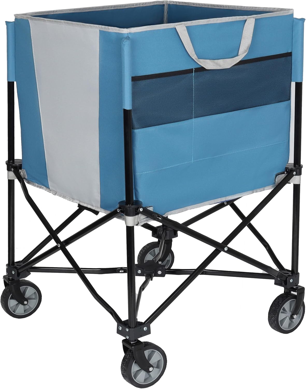 ZeHuoGe Rolling Ball Storage Cart with Wheels, Collapsible Garage Sports Equipment Organizer for Volleyball Basketball Tennis Toy Storage Multi-Sport Family Gym