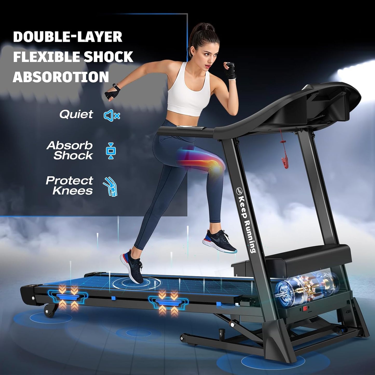 FYC Foldable Treadmill with Auto Incline (0-15°) – 3.5HP Quiet Motor, 400 lb Capacity, Bluetooth Speakers, APP Control, Shock Absorption, LCD Display & Heart Rate Monitor – Folding Treadmill for Home
