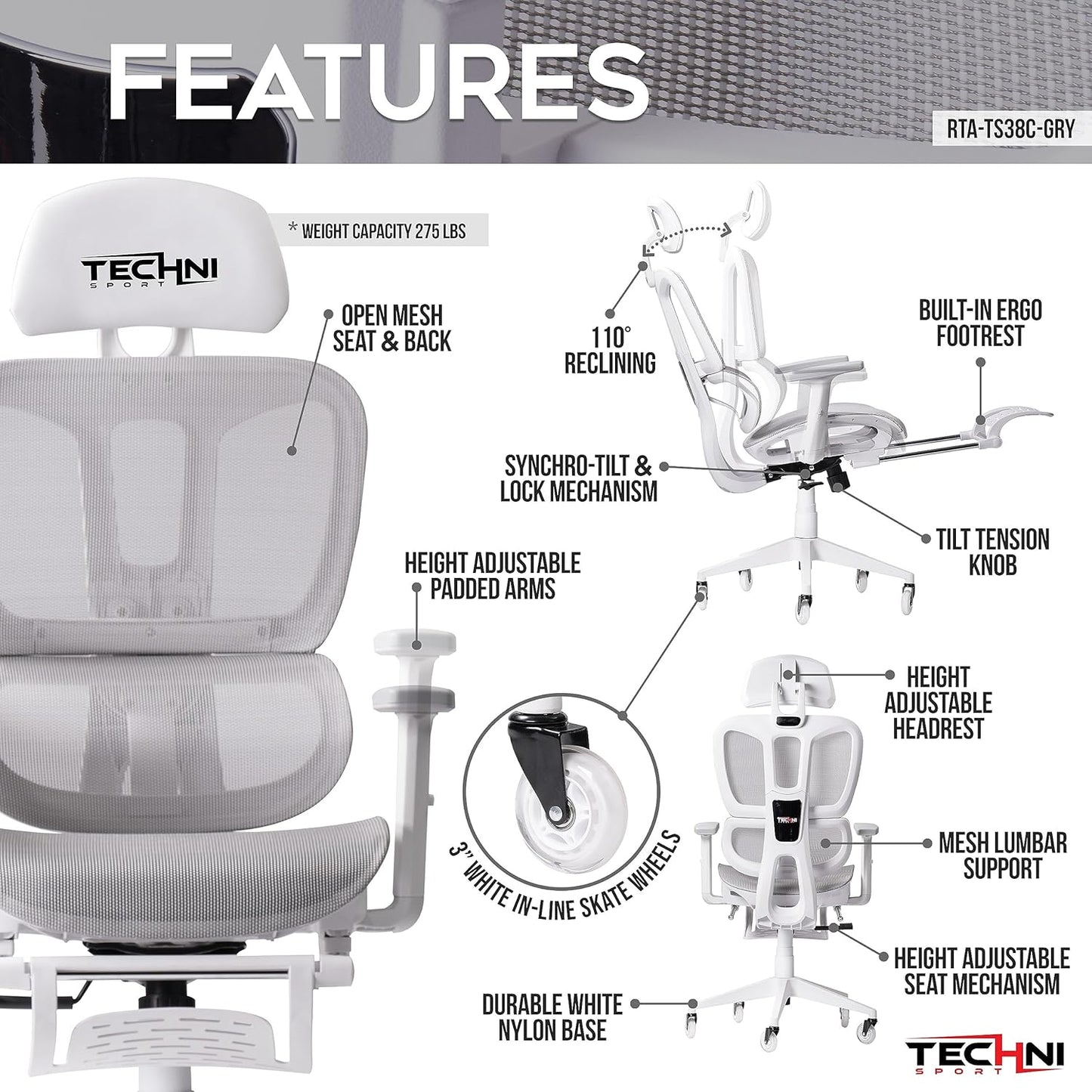 Ergonomic Mesh Gaming Chairs with Footrest 350 Lbs, High Back Breathable Office Chair,Comfy Adjustable Office Desk Chair with Lumbar Support for Adults,Cute Reclining Gamer Swivel Chairs,Whitegray
