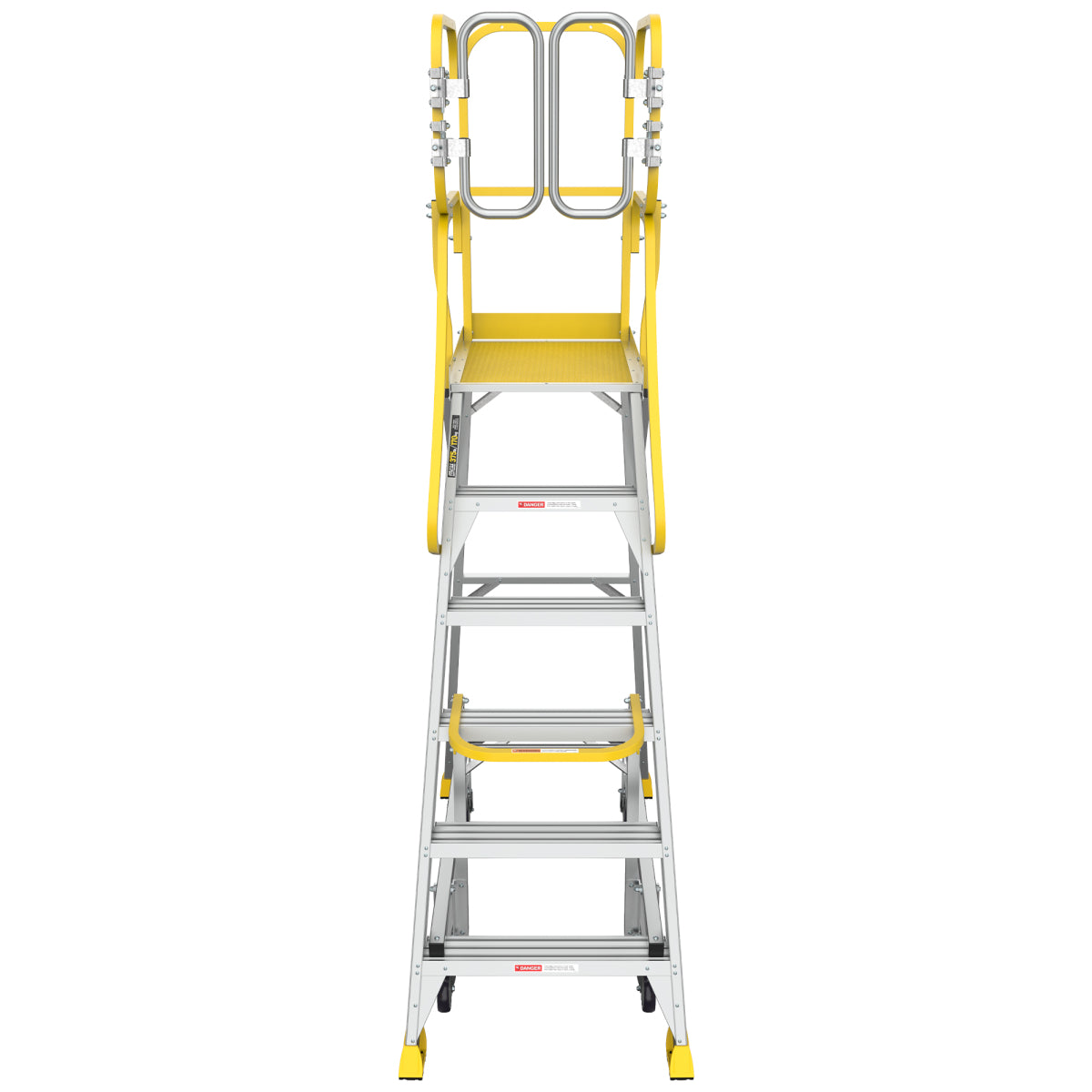 6 Step 375lbs Aluminum Rolling Platform Ladder
