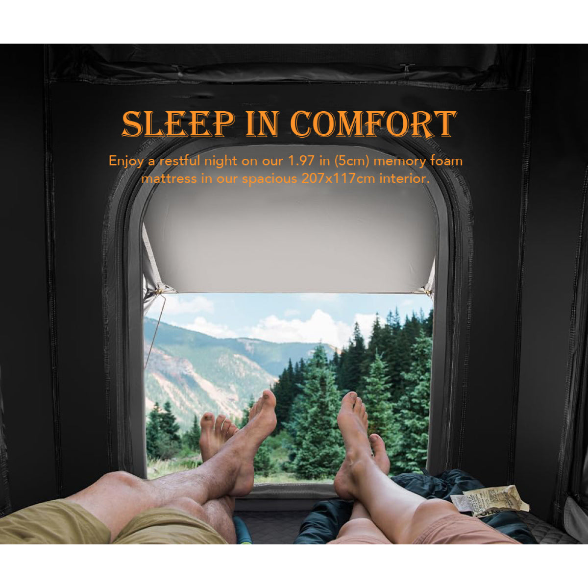 Thin And Light Version Rooftop Tent Hard Shell - Aluminium Roof Top Tent,With Tri-Color LED Strip Light & 1.97" Thick memory foam mattress,for Car SUV Truck Camping   WL