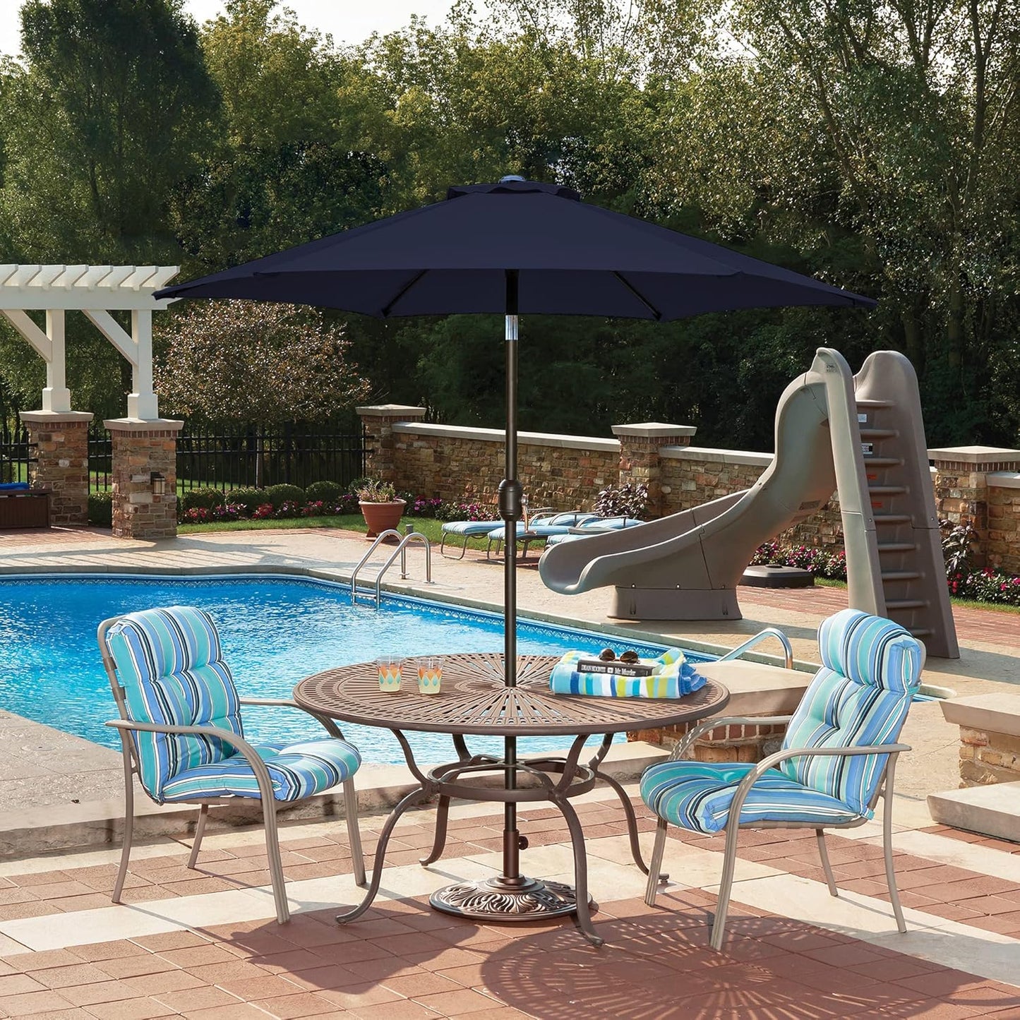Blue Wave NU6828 Bistro 7.5-ft Hexagon Navy Blue-Polyester Canopy Market Umbrella