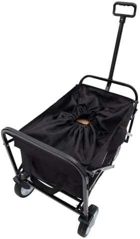 Minimeetall Extention Collapsible Foldable Cart Beach Wagon Heavy Duty Utility Cart Utility Wagon Grocery Cart for for Camping Shopping Sports Gardeing Fishing Supports 225lbs (Black)