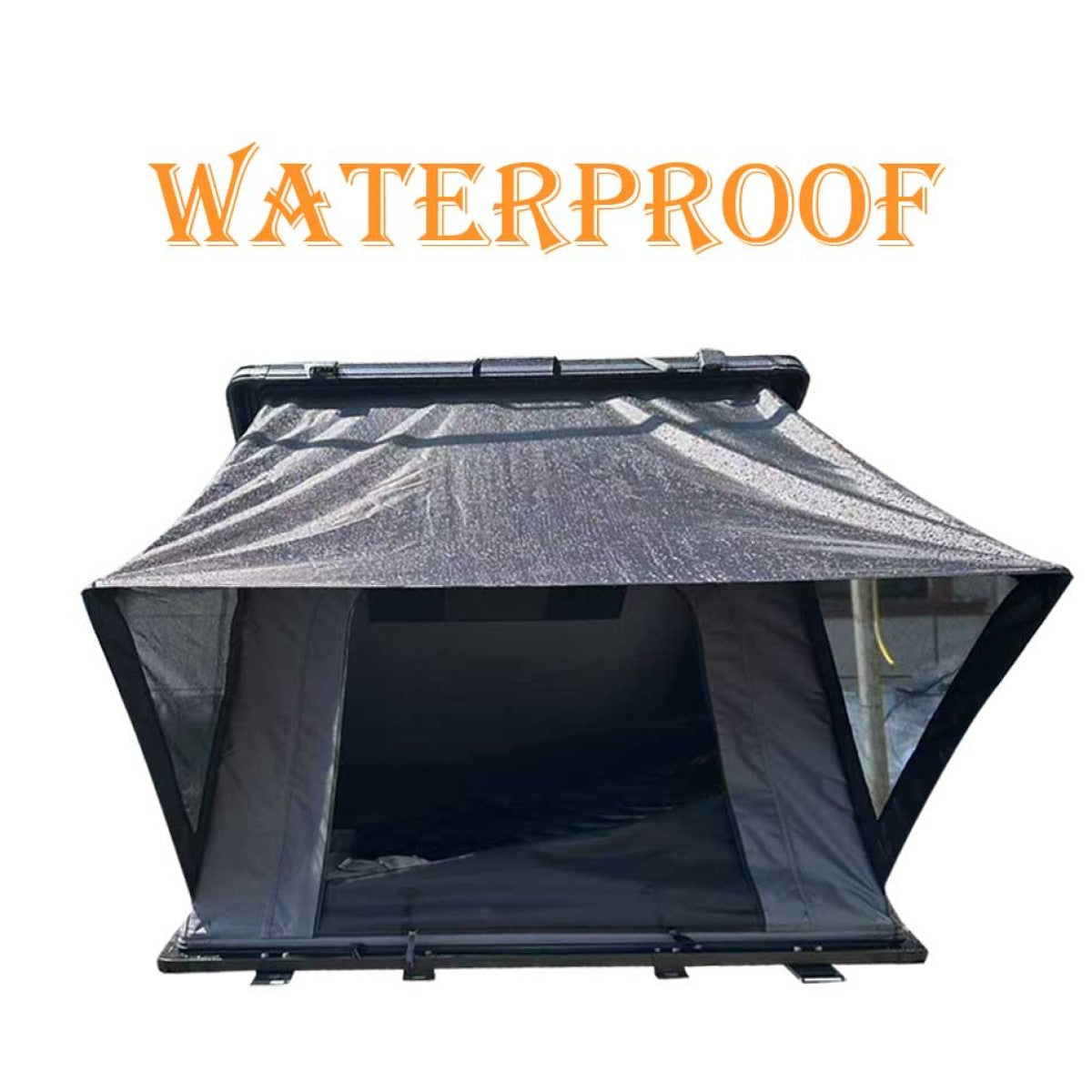 Thin And Light Version Rooftop Tent Hard Shell - Aluminium Roof Top Tent,With Tri-Color LED Strip Light & 1.97" Thick memory foam mattress,for Car SUV Truck Camping   WL