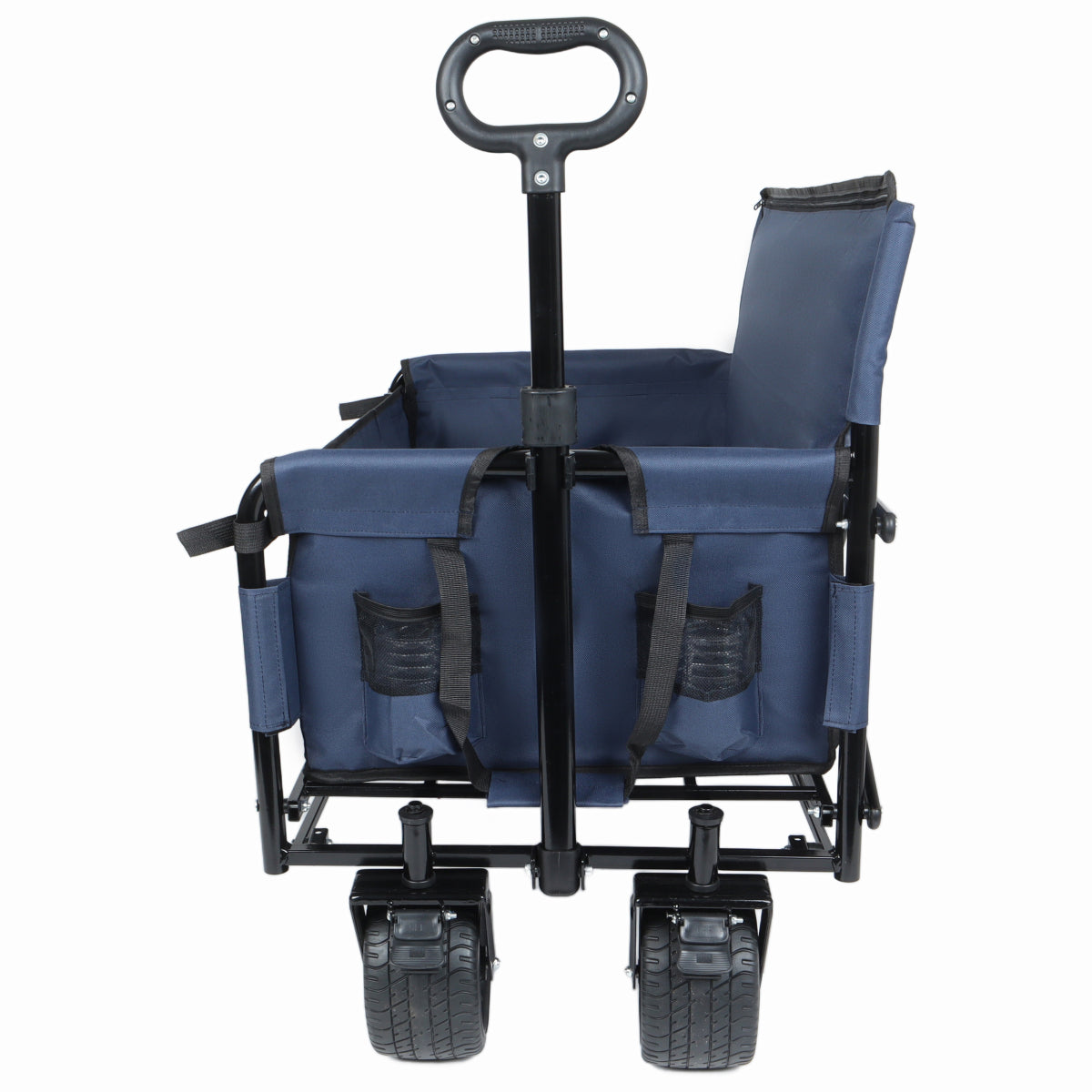 3-in-1 Folding Wagon Cart with Bench Seat & Storage, patent protection- Includes 1 ice pack, 500lbs Heavy-Duty, 180L Capacity All-Terrain Wheels for Camping, Beach, Sports, Garden, dark blue