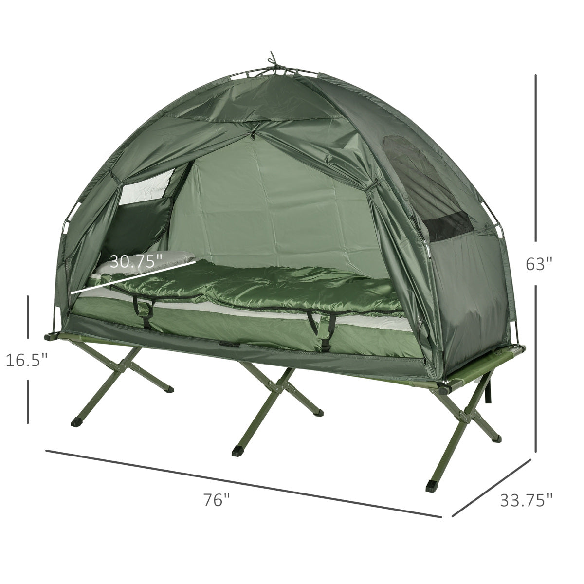 All-in-One Folding Camping Cots for Adults,Portable Single Sleeping Cot Camping Bed