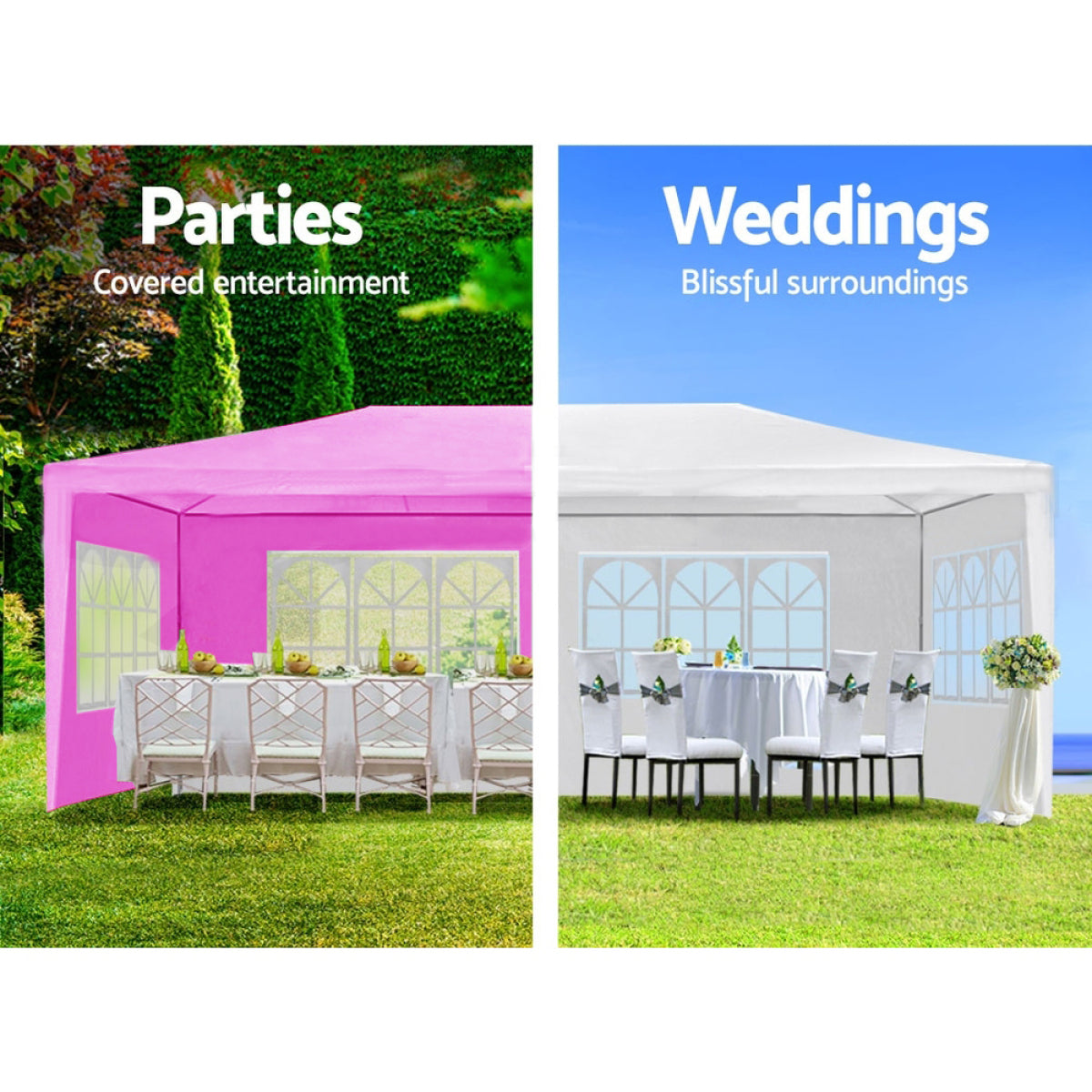 10x30' Wedding Party Canopy Tent Outdoor Gazebo with 8 Removable Sidewalls Pink Color