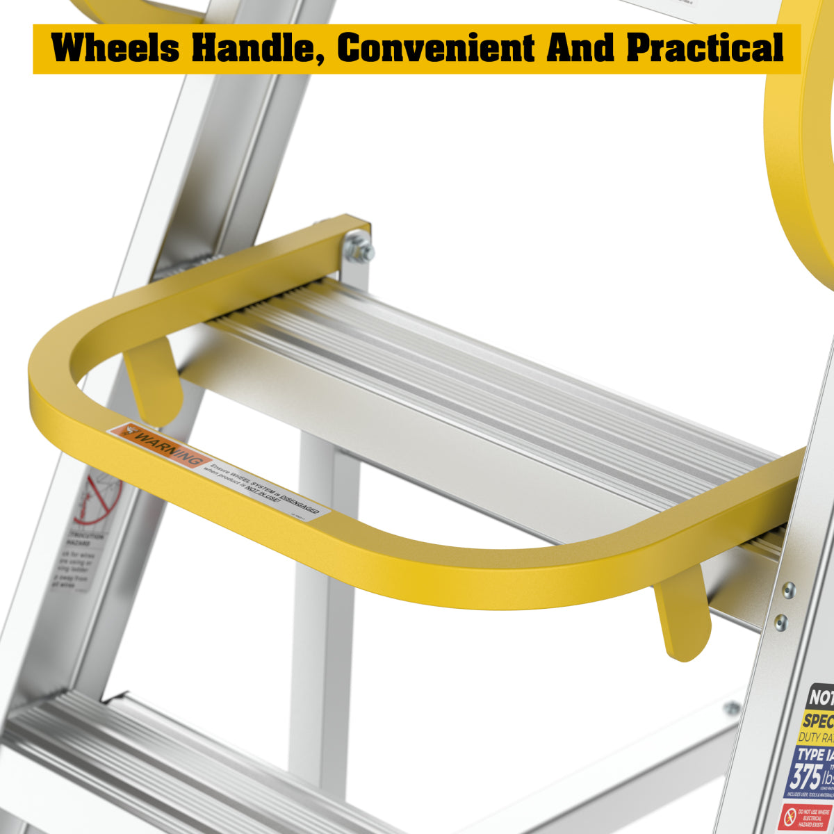 6 Step 375lbs Aluminum Rolling Platform Ladder