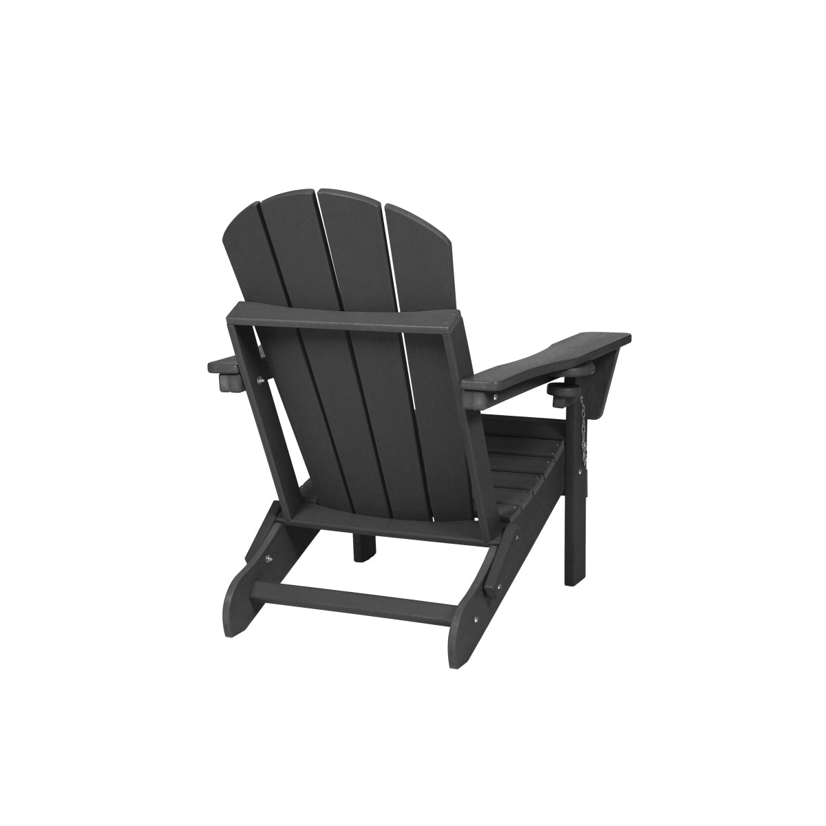 HDPE Folding Adirondack Chair with Dual Cup Holder - Composite Adirondack Chair with Wood Texture- Gray
