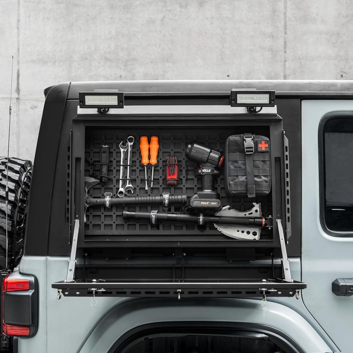 Rear Side Window Storage Box,  Modular Storage MOLLE Panel for Tools MOLLE Accessories, Rear Window Storage Panel Kit Storage Box with Lock Fits for Jeep Wrangler JL 2018-2024