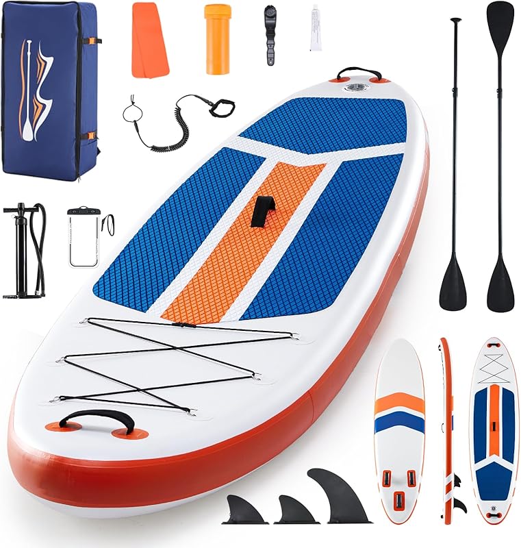 Extra Wide Inflatable Paddle Board,2-in-1 Adjustable Paddle Board for Adults,400lb Capacity Stand Up Stable Inflatable SUP, All Skill Levels,3 Detachable Fins,1 Backpack,Pump & Repair Kit