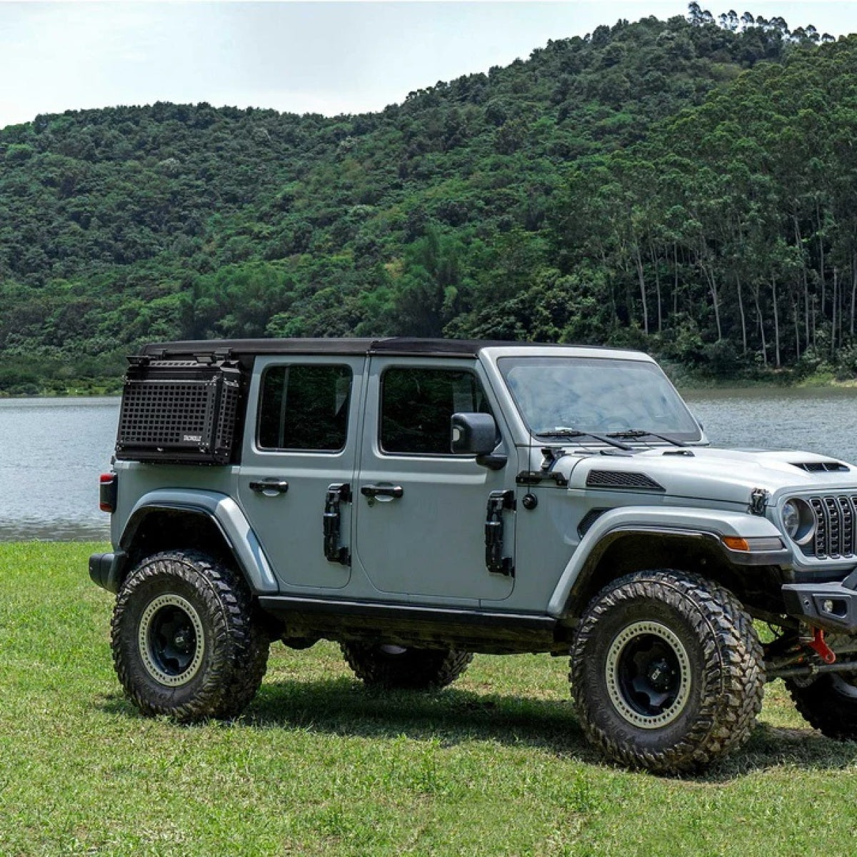 Rear Side Window Storage Box,  Modular Storage MOLLE Panel for Tools MOLLE Accessories, Rear Window Storage Panel Kit Storage Box with Lock Fits for Jeep Wrangler JL 2018-2024