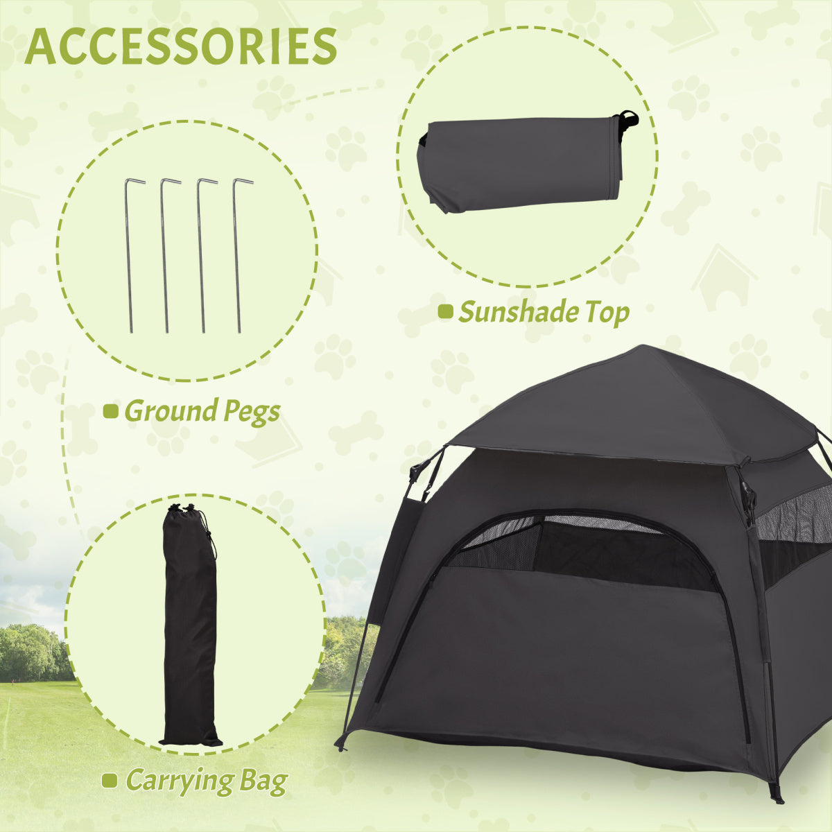 Dog Tent  with Carry Bag, for Beach, Backyard, Home, Dark Gray